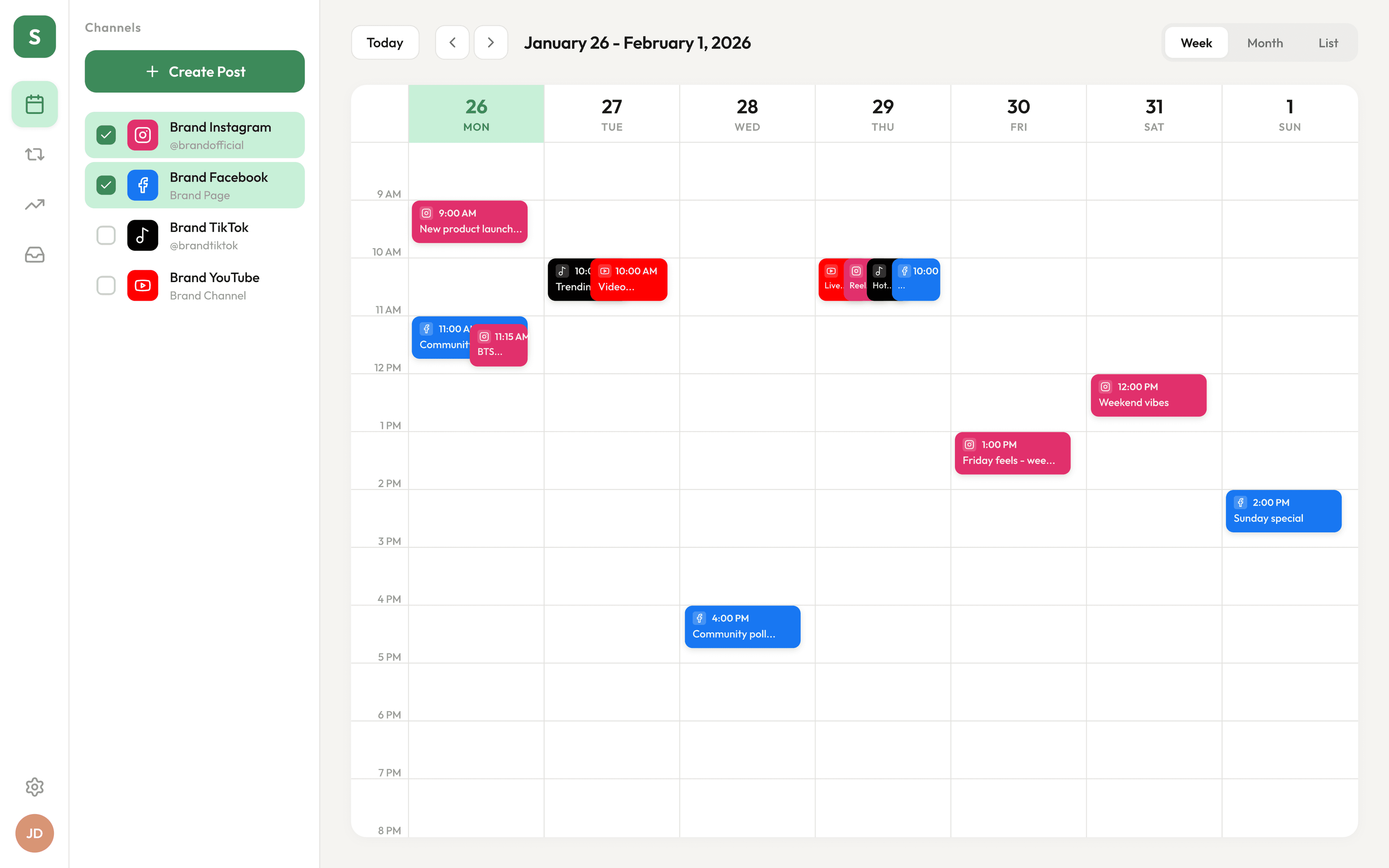 StarLovin post scheduling dashboard